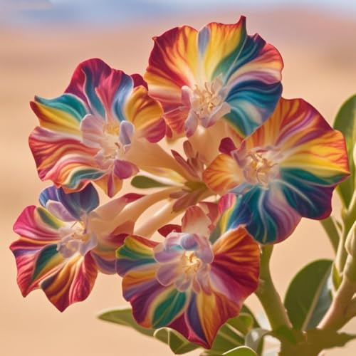 Rosa del deserto in Vasca:Colore Vivido/Decorazione per Casa e Giardino/per Ogni Spazio/Resistente e Facile da Curare-A-1 Rhizome