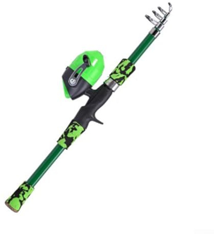 Canna da pesca e mulinello per bambini, con design telescopico per un trasporto senza sforzo (rosso (verde (set di 2)