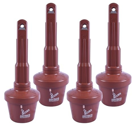 VILMON 4 Pack 30 Inch Outdoor Standing Ashtray, Plastic Cigarette Butt Disposal Bin for Outdoor Use, Durable Stand for Patio, Garden, and Public Spaces - Coffee