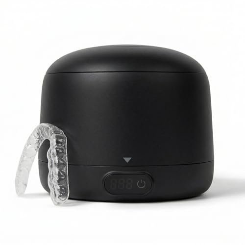 Chomper Labs: The Sonic Cleaner Pro – Pulitore ad ultrasuoni e UV – 45 kHz serbatoio rimovibile per allineatori, guardie notturne, paradenti, protesi, 4 modalità di pulizia (onice nero)