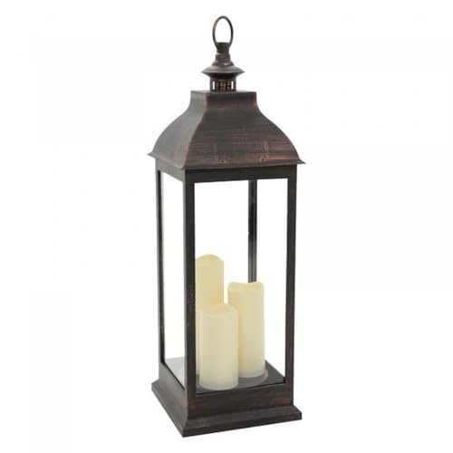 Smart Garden Giant Cream Battery Powered Lantern with 3 Candles in Copper or Cream (Bronze) 1950010rb