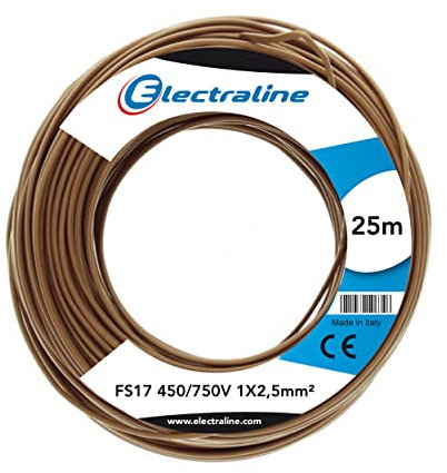 Electraline 13152 Cable unipolar FS17, sección 1 x 2.5 mm², Marrón, 25 m