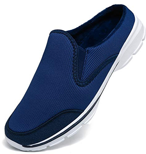 INMINPIN Unisex tofflor, lätta, ventilerande tofflor, slip-on, promenadskor, fritidsskor för kvinnor och män, Blå plysch, 36 EU