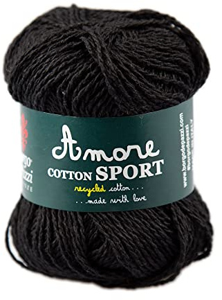 10 Gomitoli Cotone (Nero 41) da 50g, Filati Cotone per Uncinetto e Ferri, Per Maglieria Fai da Te, Filato per Uncinetto e Ferri Made in Italy, BORGO DE’ PAZZI FIRENZE