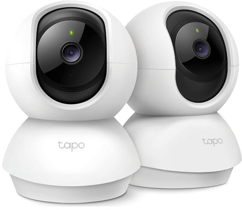 Tapo 2K Pan/Tilt Security Camera for Baby Monitor, Dog Camera w/Motion Detection, 2-Way Audio Siren, Night Vision, Cloud&SD Card Storage, Works w/Alexa & Google Assistant, 2-Pack (Tapo C210P2)