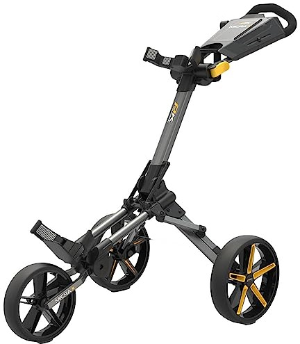 PowaKaddy Unisex Micra Push Cart Golf Trolley - Gun Metal/Yellow - One Size