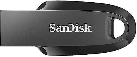 SanDisk 256GB Ultra Curve USB 3.2 Flash Drive, USB Stick, memory stick up to 100 MB/s read speeds, RescuePRO data recovery software, keyring loop, Black
