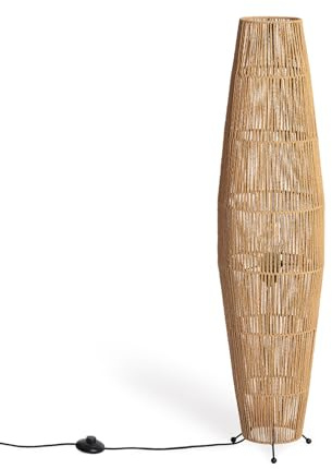 LEDKIA LIGHTING - Lámpara de Pie Mahali | Diseño Natural | Papel Trenzado Resistente | E27 Compatible | Para Salón y Dormitorio | Alto 1000 mm; Diámetro 250 mm; Color Natural