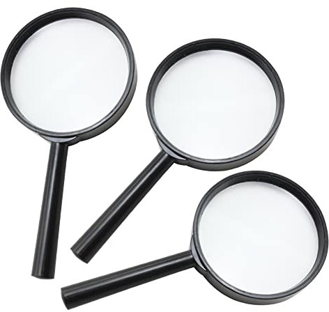 com-four® 3X Lupe - Lesehilfe aus Glas - beidseitig verwendbare Echtglaslupe - glasbruchgeschütztes Vergrößerungsglas - Handlupe (03 Stück - Lupe)