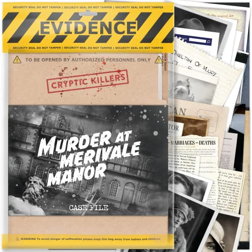 Cryptic Killers Olösta murder mysterie-spel - Cold Case Filles Investigation Detective Evidence & Crime-fil - individer, dejtkvällar och festspel - Mord på Merivale Manor