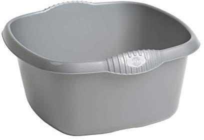 TENLITE High Grade Plastic 32cm Square Washing up Bowl Mixing Bowl Sink Tidy Organizer Plastic Bowl - Silver