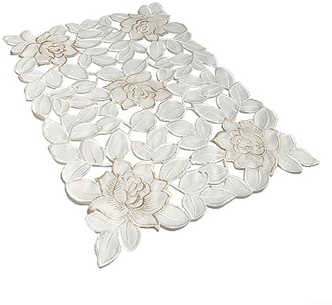 Tovaglia per la casa, runner da tavolo bianco con pizzo ricamato vintage, centrino per matrimoni e feste, decorazione per la casa, 35x45 cm