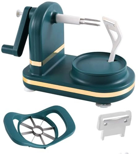 Apfelschäler, Kartoffelschäler, Gemüse- und Obstschäler, Kartoffelschälmaschine, Apfelschälmaschine 3 in 1 für das Schneiden (Dunkelgrün)