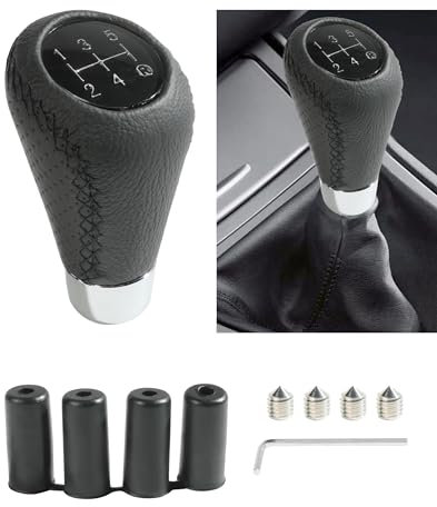 Flaconi Auto Schaltknauf,Schaltknauf Universal,Auto Schaltknauf Universal,5 Gang Schalthebel Schaltknauf mit 4 Adaptern,Aluminiumlegierung Schaltknauf-Adapter (Schwarz)