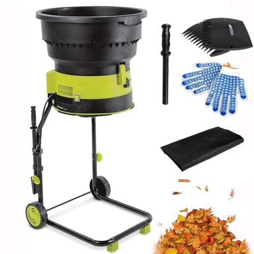 Electric Garden Shredder, 2500W Portable Leaf Mulcher Shredder with Wheels & Collection Bag, Funnel Diameter 54cm, 8000rpm Electric Chipper for Yard Cleanup, Composting 60M Power Cord