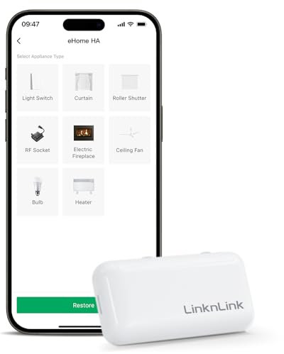 LinknLink eHome HA Wi-Fi Smart RF Universal Remote Control, RF Controller for Light Switch, Ceiling Fan, Roller Shutter Motor, RF2MQTT Home Assistant, Works with Alexa, Google Home