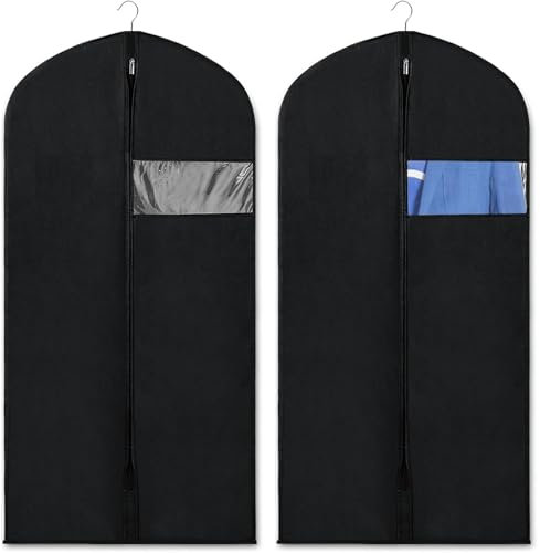 Kleidersack 120, Kleidersack, 2 Stück Kleideraufbewahrung & Organisation Kleidersäcke, Staubdichte Anzugsack für Anzüge mit Reißverschlüssen, Kleiderschutzhülle für Anzüge Kleider Mäntel Sakkos Hemden
