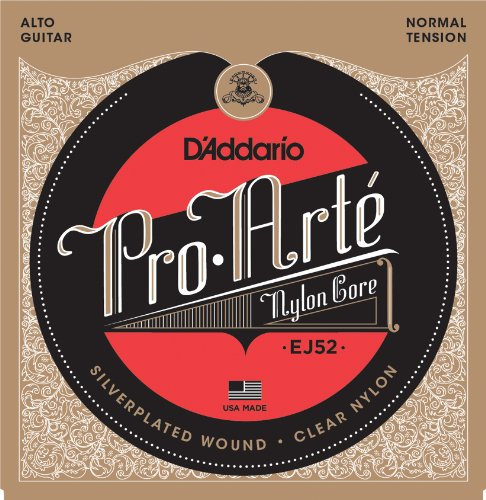 D'Addario Gitarrensaiten Konzertgitarre | Akustikgitarre | Akustik Gitarre Saiten | Classical Guitar Strings | EJ52 Saitensatz für Alto-Gitarre, Pro-Arte Alto Guitar Silver/Clear/Normal