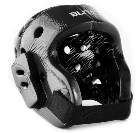 Blitz Dipped Foam Head Guard - Black - Medium - Martial Arts Protective Headguard for Karate, Taekwondo, Kickboxing, Sparring - Lightweight Foam Gear for Kids & Adults