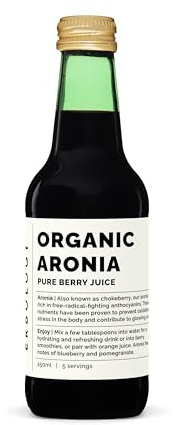 Erbology Organic Aronia Berry Juice 250ml - Supports Skin Health - Rich in Antioxidants - Straight from Farm - Undiluted - No Added Sugar or Preservatives - Non-GMO - Recyclable Glass Bottle