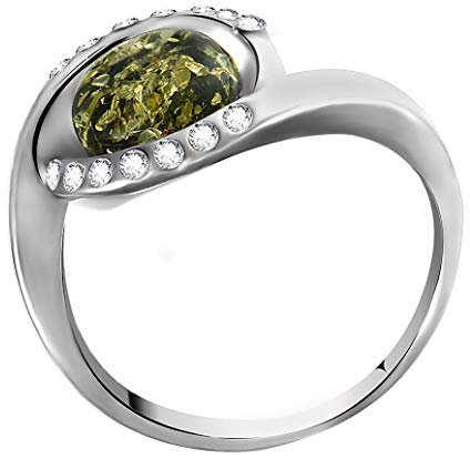 HolidayGiftShops Anillo Hazel en Plata esterlina y ámbar báltico Verde: 7