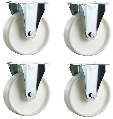Bulldog Castors - Juego de 4 ruedas fijas de nailon de 125 mm, para muebles, electrodomésticos, carro y equipo