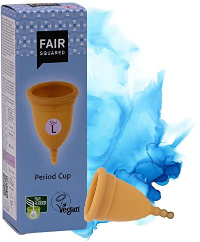 FAIR SQUARED Size L Period Cup Menstruationstasse Menstruationsbecher - Naturreine Menstruationstasse aus Naturkautschuk aus fairem Handel - vegan und Zero Waste