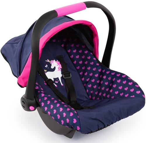 Bayer Design 67954AA siège d'auto de poupée avec Pare-Soleil et Ceinture de sécurité, Accessoire pour Poupon jusqu'à 46cm, à partir de 3 Ans