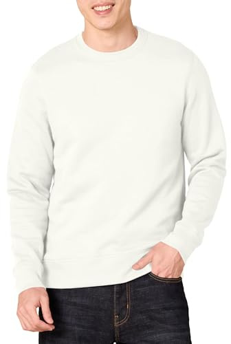 Amazon Essentials Sudadera de forro polar con cuello redondo (disponible en tallas grandes y largos especiales) Hombre, Blanco Roto, L