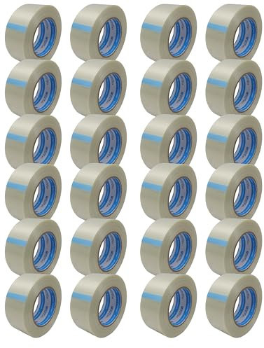 gws Filament-Klebeband, extra starkes Packband in Profi-Qualität, Gewebeband in Längsrichtung glasfaserverstärkt, Dicke: 120 μm (24 Rollen 50 mm, Längsverstärkt)