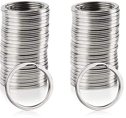 Aoligei Schlüsselringe, 80 Stücke rund Schlüsselanhänger Ringe aus Edelstahl, Flache Schlüsselringe Split Ring für Auto, Haus, Schlüssel Zubehör, DIY Handgemachtes (30mm)