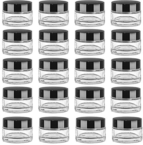 Yishik 20 Pack 15ml Round Glass Cosmetic Jars,15g Empty Refillable Glass Containers with Lids & Inner Liners, Ideal for Cream,Lotions,Beauty Products and Travle Containers