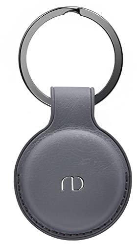 Nereides Hülle kompatibel mit Apple Airtag Anhänger, Airtags Schlüsselanhänger PU Leder Ganzkörper Kratzfest, Case für Air Tag mit Key Ring Grau