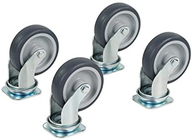 4 x Lenkrollen mit Rückenloch – 100 mm – Gummi – spurlos - Apparaterolle