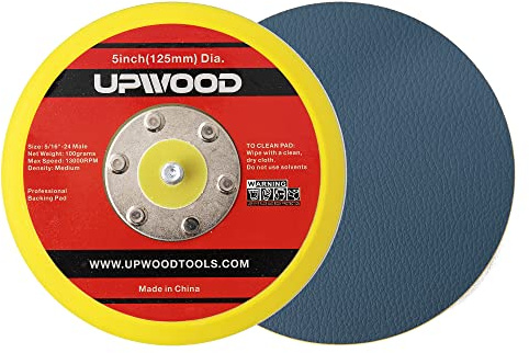 UPWOOD 2 pcs 5 Vinyl Face PSA Backing Pad for Air Sander Polisher, 5/16 Arbor with 24 Thread 1,3000RPM DA Sanding Pad