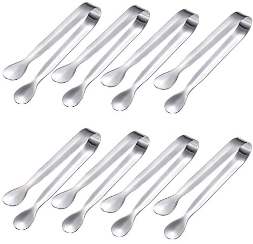 8 Stücke Eiszange Set, Salat Eiswürfelzange, candy bar zubehör, Edelstahl Zuckerzange Set, Mini Servierzange, Salatzange Gebäckzange, Küchenzange für Hochzeit Party Candy Bar Büfett Grill