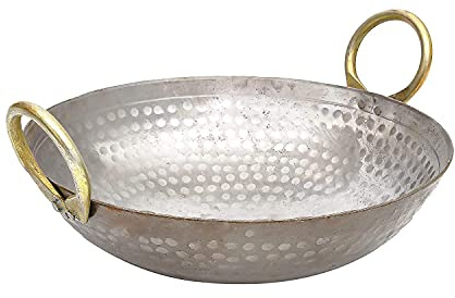 Radhna Premium Heavy Base Iron Matthar/Hammered Kadhai | Kadai with Handle for Kitchen | Deep Frying Kadai (1.5 Litre)