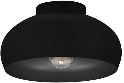 EGLO taklampa Mogano 2, 1-ljus takbelysning industriell | vardagsrumslampa av metall i svart, halllampa tak, belysning med E27-uttag