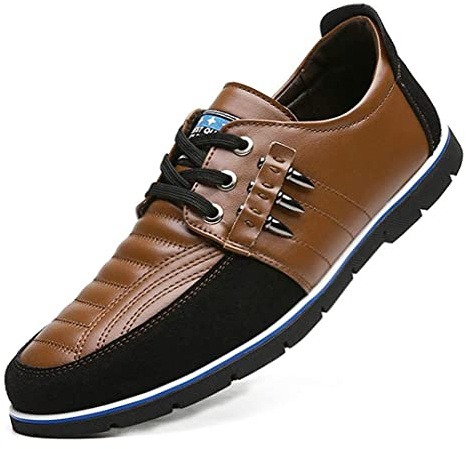 Elegante Scarpe Stringate Basse Uomo Mocassini Eleganti Oxford Casual Classiche Slip on Comode Lacci Loafer（Marrone,43 EU