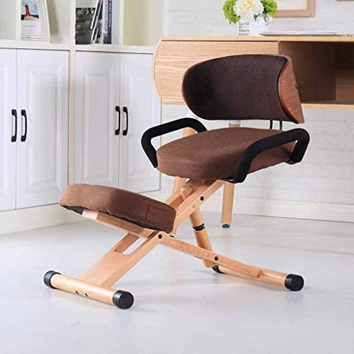 ZENFEKU Ergonomischer Bürostuhl, Arbeitsstuhl, Kniehocker aus Holz, mit Verstellbarer Rückenlehne