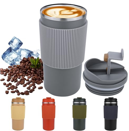 Disoza 480 Ml Termomugg Coffee To Go Kaffemugg Termomugg Resekaffemugg Kaffemugg To Go Grå Termomugg Med Lock Termokaffemugg Termokopp Drickmugg Med Lock