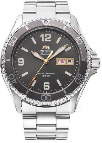 Orient Sports Kamasu Arabic - Orologio Da Uomo Automatico a Carica Manuale Impermeabile Bracciale e Cassa In Acciaio Metallizzato Quadrante Grigio - RA-AA0819N39B RA-AA0819N