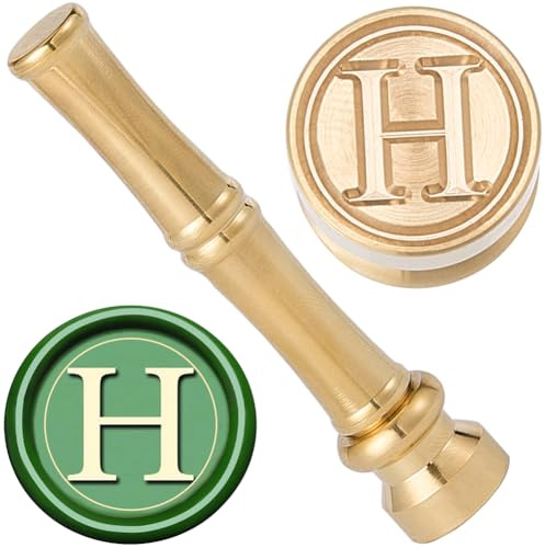 craspire Mini sigillstämplar H alfabetet tätning vaxstämplar 15 mm metall guld mässing retro vintage initial bokstav stämpel med bambuhandtag för Thanksgiving-kort kuvert