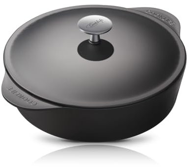 COOKLIFE 5.5 Quart Lightweight Pre-Seasoned Cast Iron Dutch Oven with Lid - Smooth Polished Surface, Easy to Clean Cast Iron Pot Use in the Oven, on the Stove or Grill, Over a Campfire
