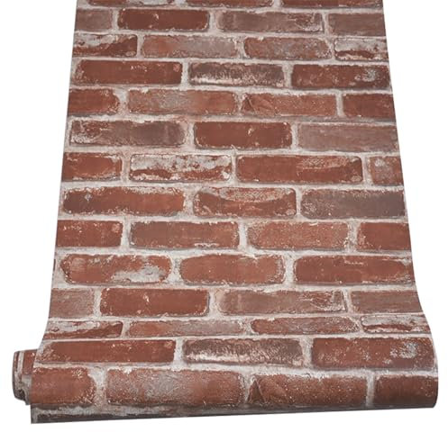 Pamatio Tapete, Vliestapete 3D rote Ziegel Steinoptik mit industriellem Tapeten, Steintapete Wanddekorationspapier für Wohnzimmer Schlafzimmer Flure, 53 cm x 9,5 m