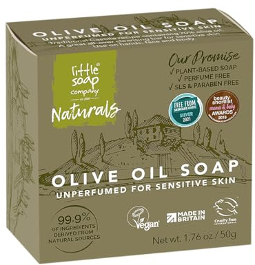 Little Soap Company Olive Oil Mini Soap Bar (50g x 1) | Natural, Vegan, Cruelty-Free, eco friendly & No SLS or Parabens | Body, Face & Hand Soap for Sensitive Skin | Ideal for Travel or Gift for her