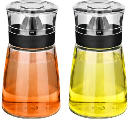MJFENDAI Lot de 2 distributeurs d'huile et de vinaigre anti-fuite en verre avec bec verseur, 160 ml, bouteilles d'huile de vinaigre pour l'extérieur, le camping, la cuisine de pique-nique