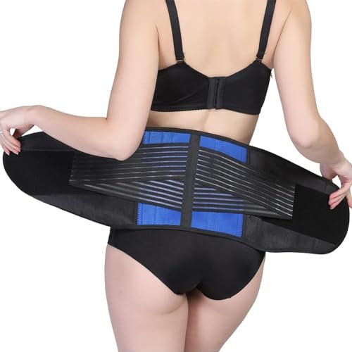 GLETSF S-6Xl Back Bandage Men Women Waist Support Belt Large Size Double Pull Lumbar Decompression Belt For Stabilizing The Lumbar Vertebrae During Sports And Work-Blue-3X