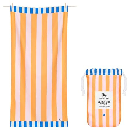 Dock & Bay Strandhandtuch - Schnell trocknende Mikrofaser, ohne Sand - Kompakt, Leicht - 100% recycelt - Inklusive Beutel - Mellow Yellow - Extra Large (200x90cm, 78x35)