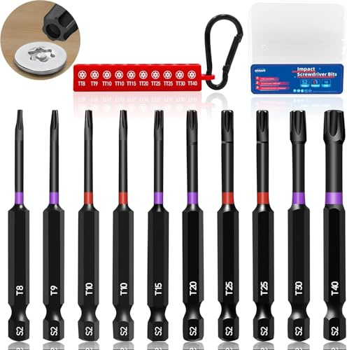 KASAFE 10 st 70 mm torx-skruvmejselbits magnetiska stjärnskruvmejselbitar T8 T9 T10 T15 T20 T25 T30 T40